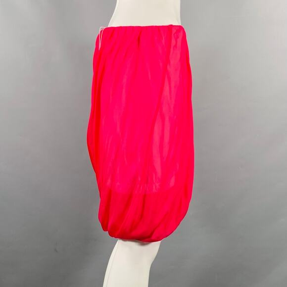 HELMUT LANG Size M Pink Silk Bubble Hem Skirt - Picture 2 of 7